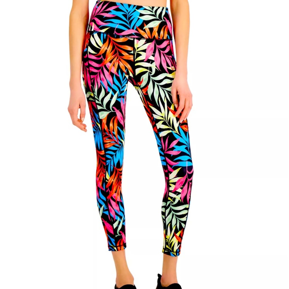 Ideology Women's Fern Side-Pocket 7/8 Leggings in Fern Black
